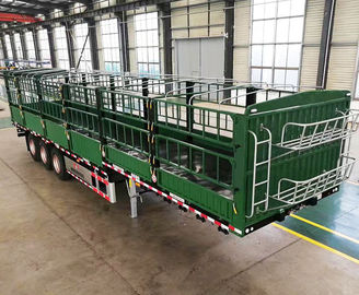 30-100 ton 4 van het de Ladingsvee van Assen Op zwaar werk berekende Semi Aanhangwagens van de het Suikerrietstaak Omheining 13m
