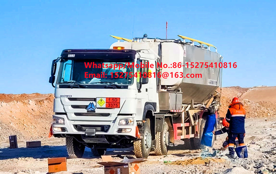 Hoge sterkte roestvrij staal Veiligheid betrouwbaarheid Tread Bulk Trucks 15/20/25Ton Zware ammoniumolie explosieven Emulsie ANFO Truck MMU MEMU Voor Mongolië DR CONGO PERU Ghana Mining Blasting BCLH/BCRH/BCZH