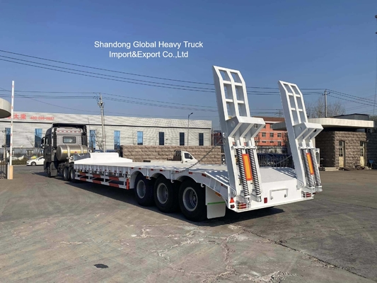 80-120 Tons Payload Capacity Lowbed Semi Trailer with 4×13T or 16T FUWA / BPW Axles and JOST 28T Landing Gear