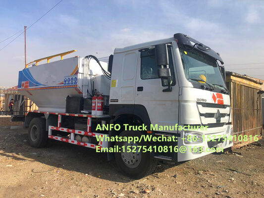 Customized HOWO 10/15/20/30T BCLH-10 on-site mixing and charging machine granular ammonium explosive ANFO Truck Emulsion Blasting Drilling service mobile explosive Manufacturing Unit MEMU MMU