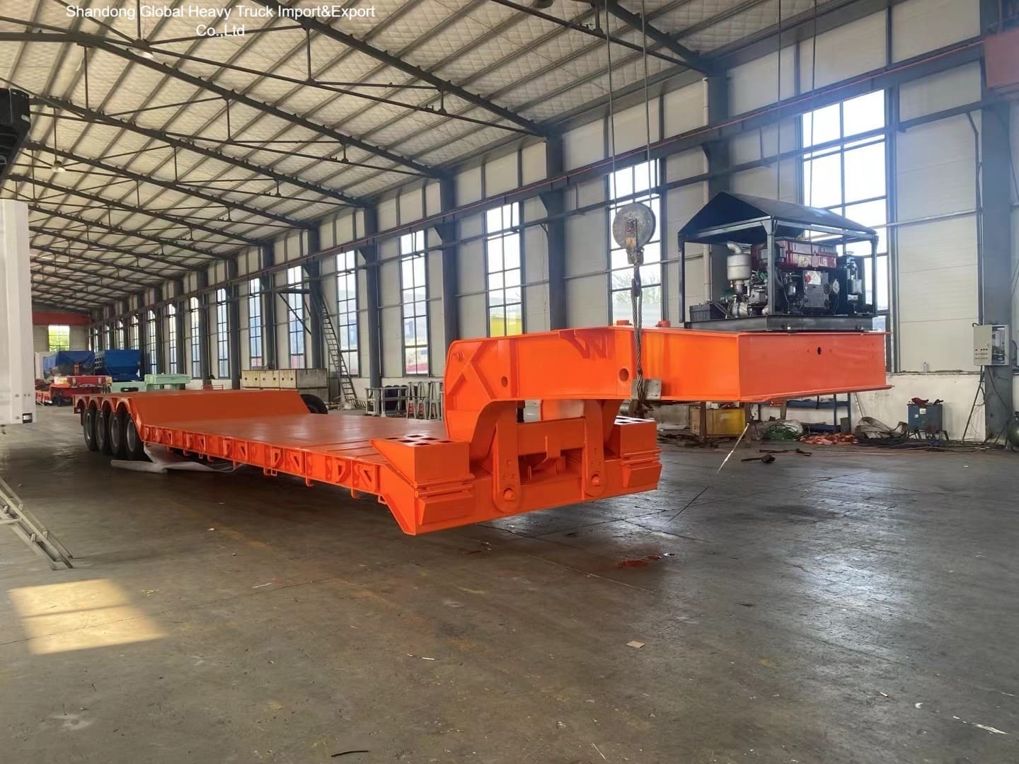 4 Assen luchtophanging hek half-aanhangwagen voor containervervoer