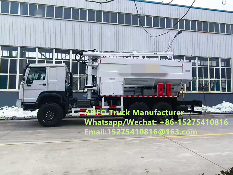 Competitieve gloednieuwe HOWO 10/15/20/30T on-site meng- en laad-granulaat ammonium bulkexplosieven ANFO Truck Emulsie Ontploffingsservice Boren Zambia/Zimbabwe/Tanzania/Ghana/Guinea/Namibia/Guyana